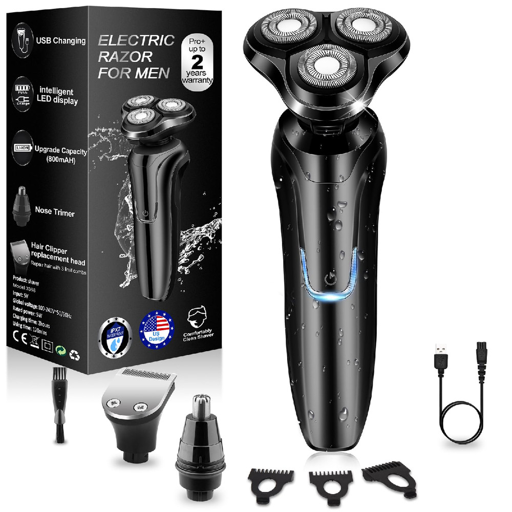 Handsomeface Electric Razor For Men Mens Rotary Shavers Waterproof Wet And Dry