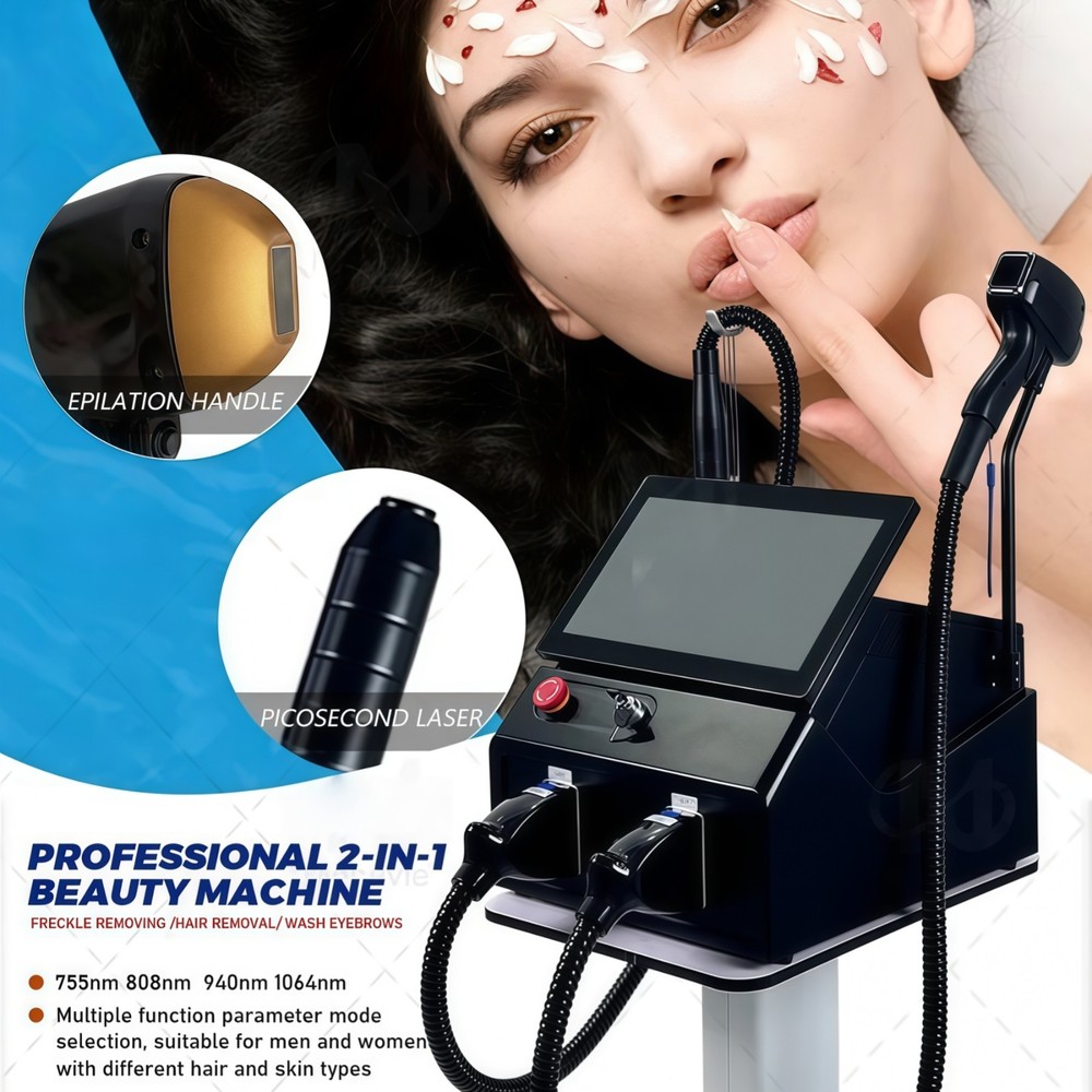 2 In1 Diode Laser Hair Removal & ND Yag Pico Laser Tattoo Removal Skin Care