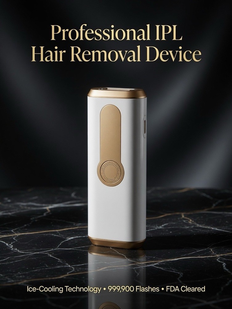GAWGAP IPL Hair Removal Device White Gold Ice-cooling 9 Settings 999999 FDA
