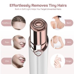 Electric Painless Hair Remover, Facial 5 Piece Set, White+2 Heads