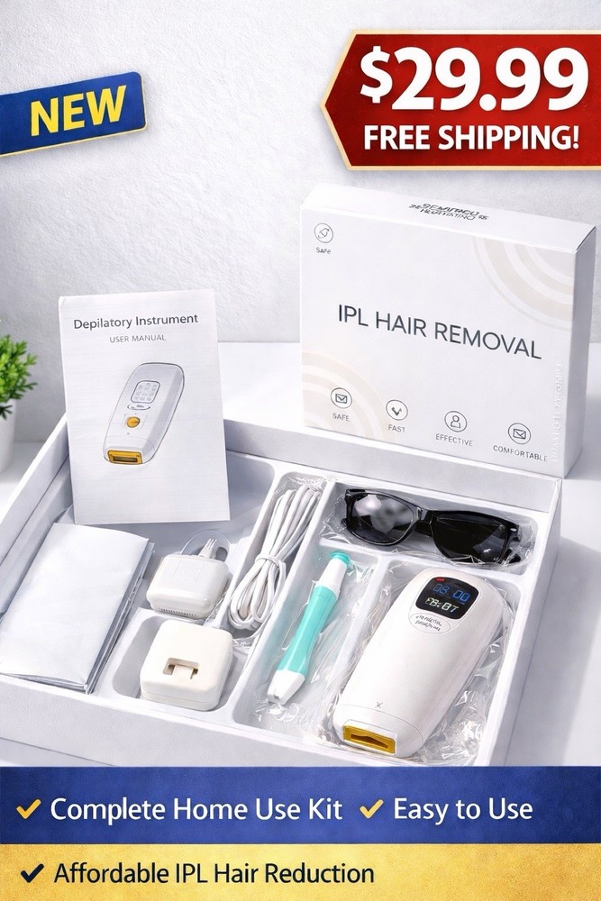 IPL Hair Removal Device – Complete Home Kit – Light Based Hair Reduction – New