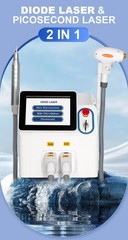 2 In 1 808nm Diode Laser Hair Removal & Nd Yag Pico Laser Tattoo removal Machine