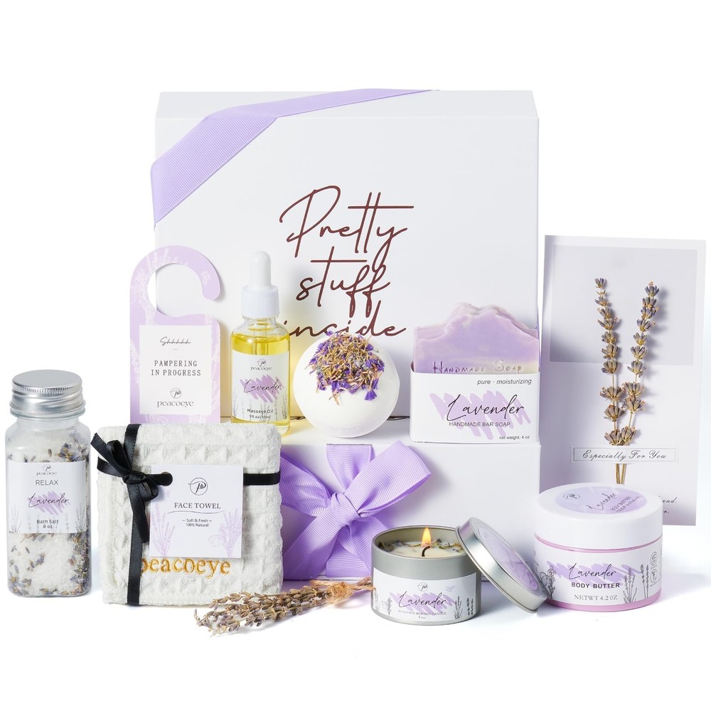 Mothers Day Gifts for Mom Spa Bath Gift Baskets Purple -Spa Women