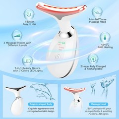 Face and Neck Massager T𝗈𝗈I, 7 C𝗈I𝗈r Facial Mass