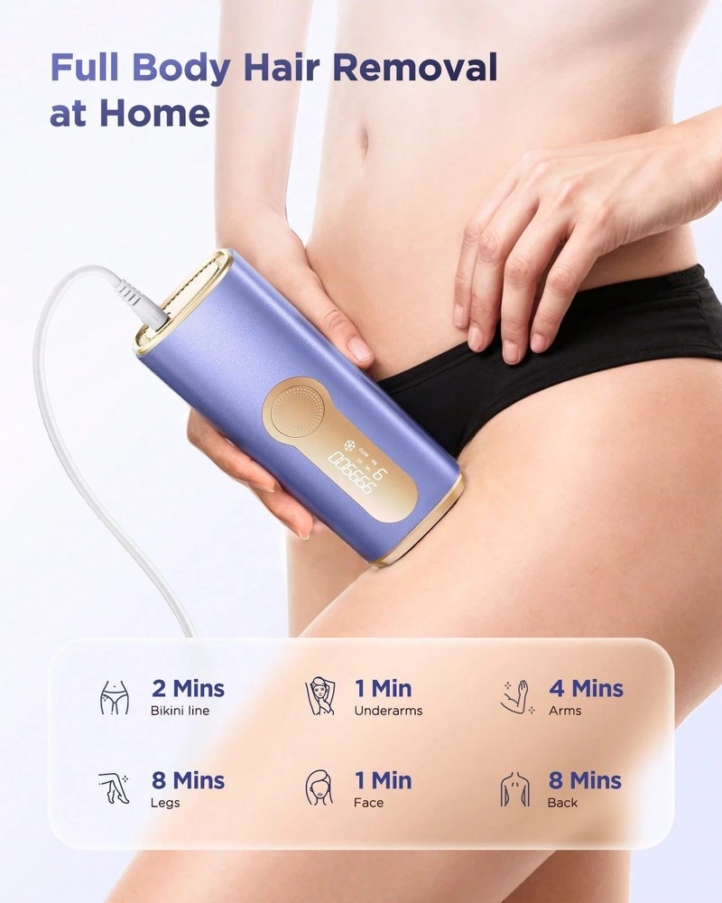 Painless IPL Laser Hair Removal Device with Cooling System for Men and Women