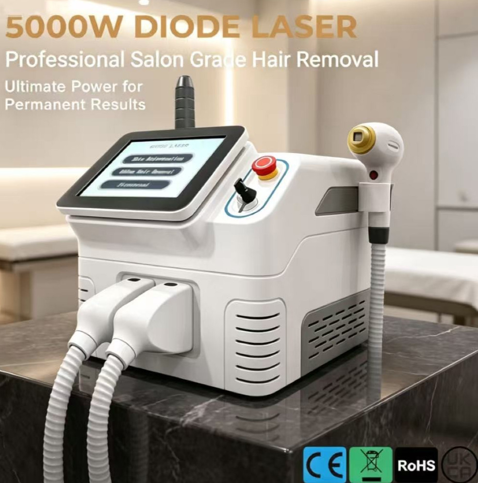5000W Ice Cooling Dual Handpiece Salon Skin Massage Machine Four Wavelength