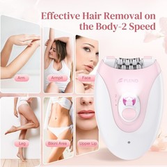 Smooth Glide Epilator for Women, Painless 2-Speed Hair Removal Device with LED L