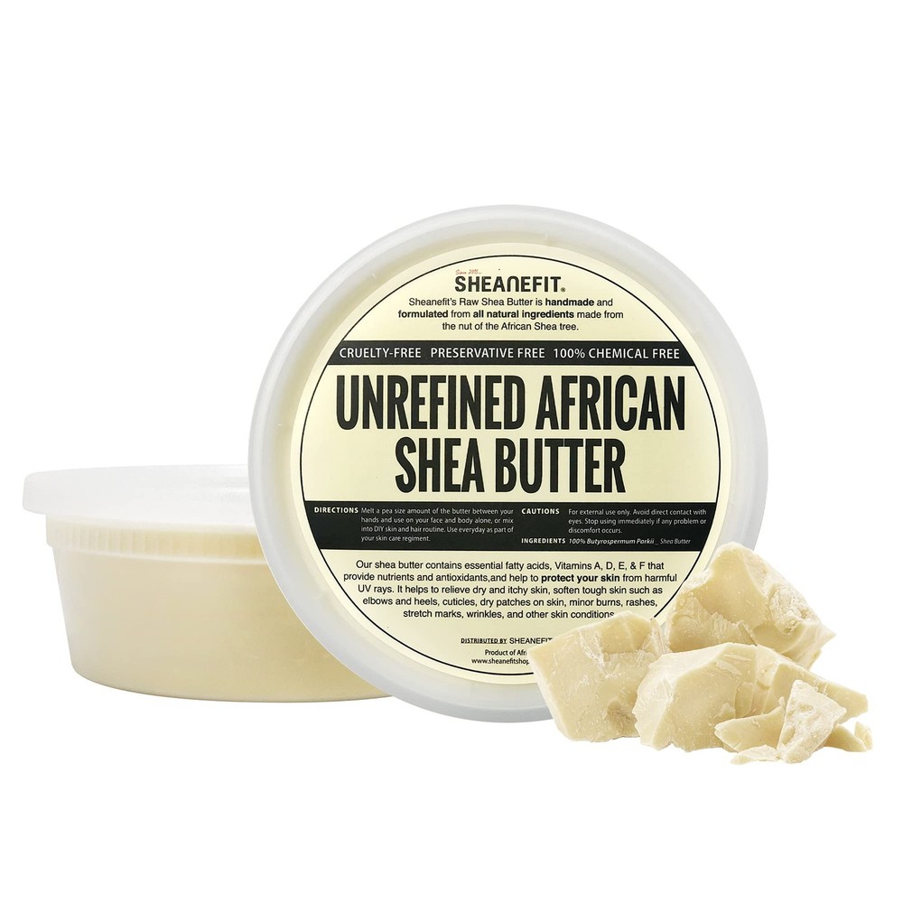 Sheanefit Raw Unrefined African Shea Butter, 8 Ounce (Pack of 1), Pack 1