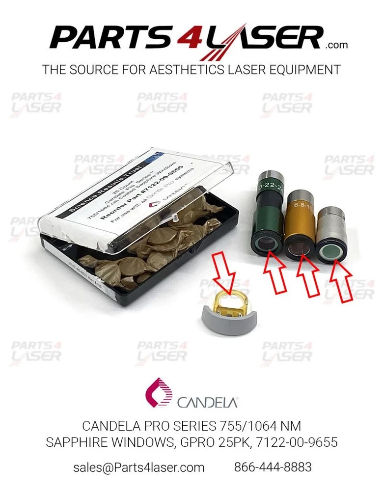 Candela pro series 755/1064 nm sapphire windows, Gpro 25 pk, 7122-00-9655, B34