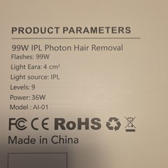 IPL Hair Removal Device AI-01 99W, 9 Settings, 4cm² Head, Auto Flash, White/Gold