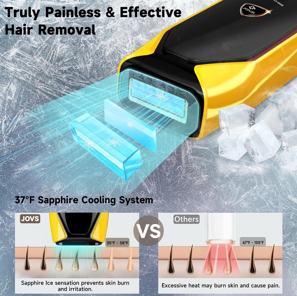 JOVS Laser Hair Removal 37°F with Sapphire Ice-Cooling 3 in 1 Hair Removal