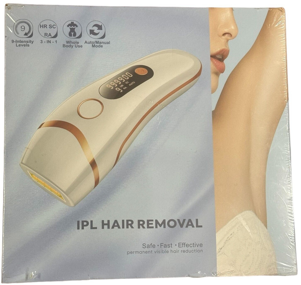 IPL Hair Removal, Permanent, 9-Itensity Levels, 3-in-1, Auto/Manual, 50/60Hz