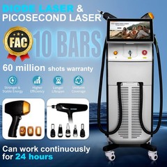 Diode Laser+Picolaser 10Bars FAC 5000W Hair Removal Machine 755/808/940/1064