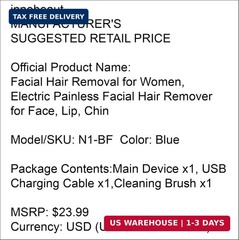innobeaut Facial Hair Removal for Women, Electric Painless Facial Hair Remover f