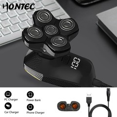 Hontec Revolutionary Upgrade Bald Mens 4-In-1 Electric Head Shavers Cordless