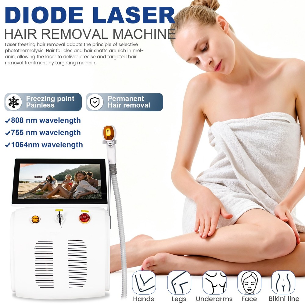 808 laser hair removal device, body, face, underarm cooling head, white