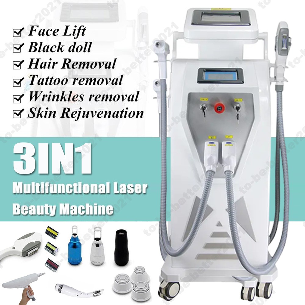 3in1 Multifunctional RF OPT Laser Tattoo Hair Removal Skin Tightening Machine