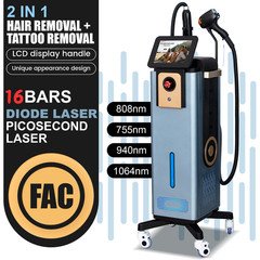 16Bars 2-IN-1 Hair Removal+Tattoo Removal Diode Picosecond Machine Salon Beauty