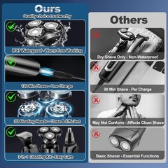 Handsomeface Electric Razor For Men Mens Rotary Shavers Waterproof Wet And Dry