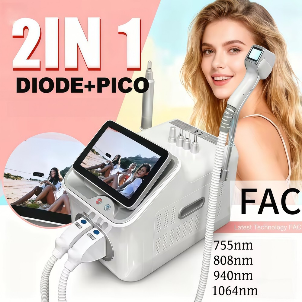 Pro 2 in 1 Diode Laser Hair Removal Machine Picosecond Tattoo Removal Instrument