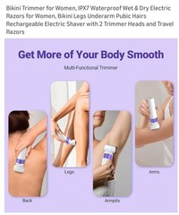 Bikini Trimmer for Women, IPX7 Waterproof Wet & Dry Razors for Women