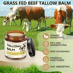 Veakoo Beef Tallow for Skin, 2 Pcs Grass Fed 3.2 Ounce (Pack of 2), 2