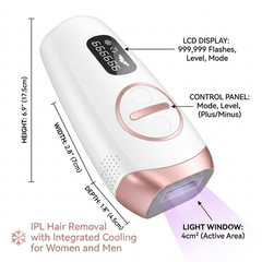 IPL Laser Hair Removal With Cooling System, at-Home Permanent for Women and Men