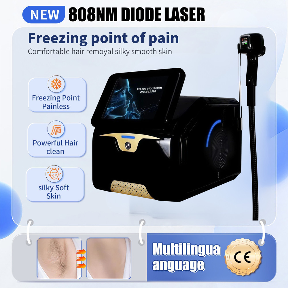10Bars Diode Laser Hair Removal Machine Permanent Reduce Unwanted Hair 4Waves