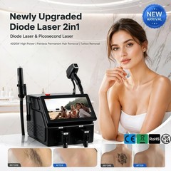 2 in 1 808 Diode Laser Hair & Pico Tattoo Removal Machine Yag 755 808 940 1064NM