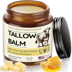 Veakoo Beef Tallow for Skin, Organic Whipped Tallow and Honey Balm, Grass Fed
