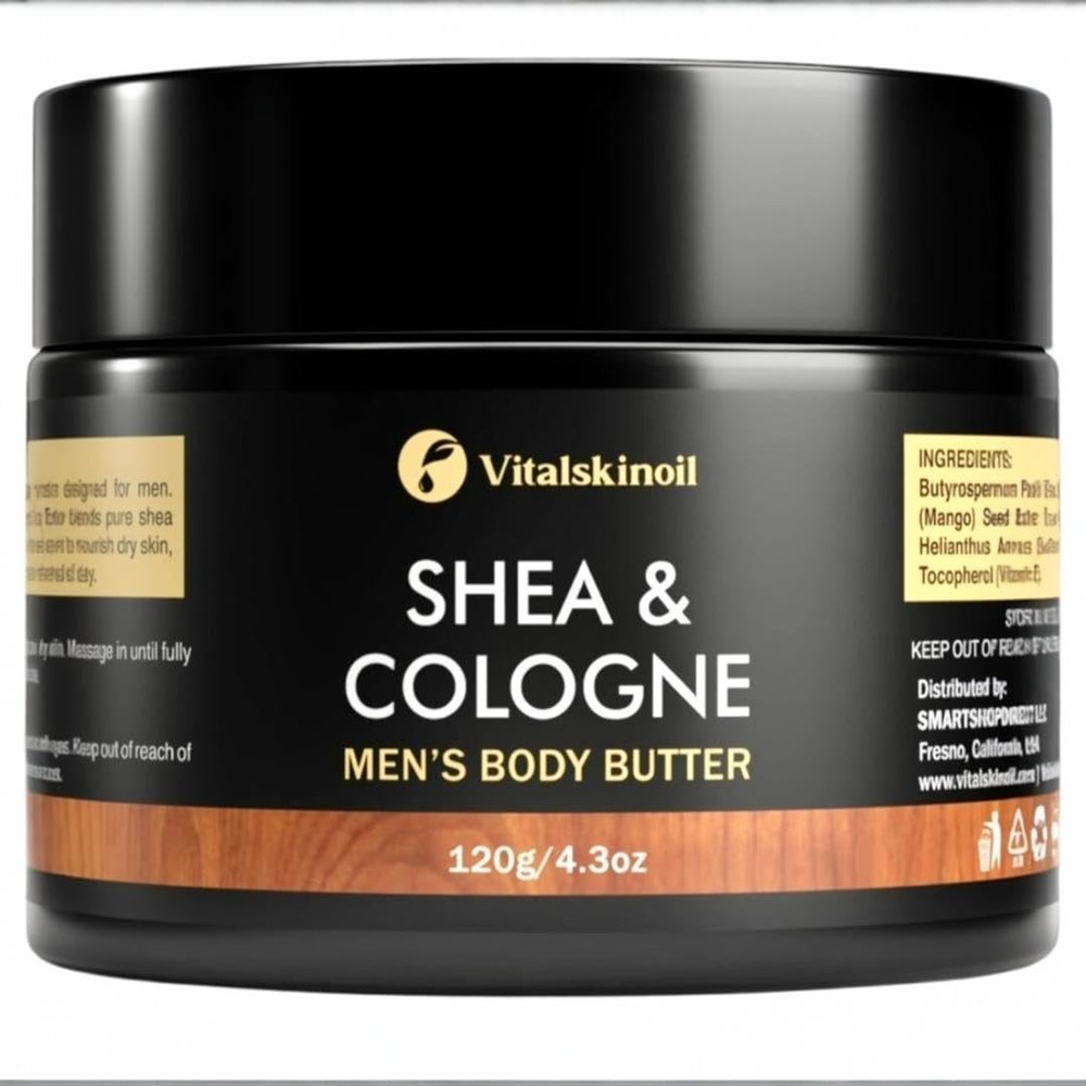 Body Butter for Men – Shea and Cologne Scented Cream 1 Ounce (Pack of 1)