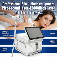 2-in-1 4000W Diode Pico Laser Ice Painless Hair & Tattoo Removal Salon Machine