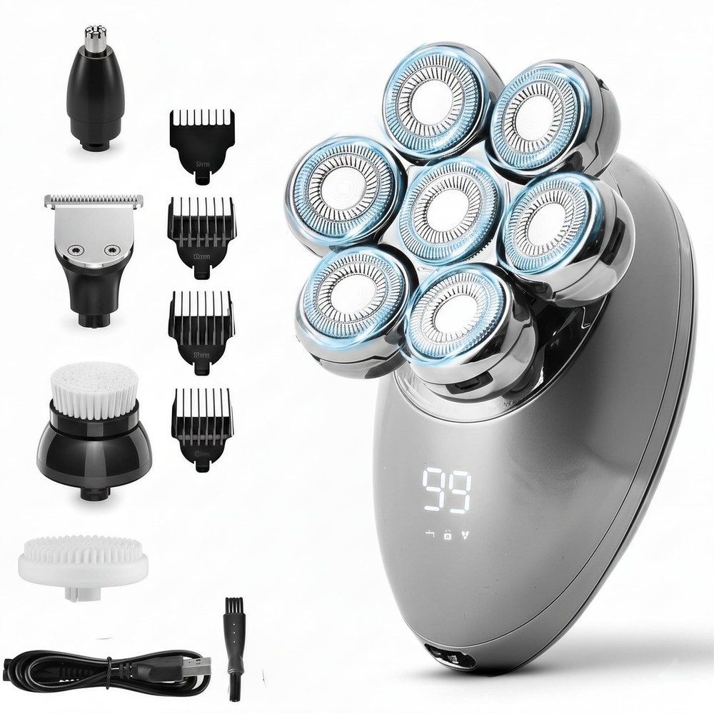 Roshni Head Shavers For Bald Men 7D Electric Head Shaver Magnetic Detachable