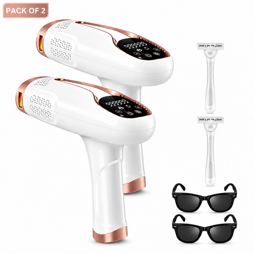 Pack of 2 IPL Laser Hair Removal Device Permanent Hair Remover for Women Men LCD
