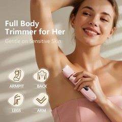 Hair Removal Epilators Bikini Trimmer for Women, Painless Waterproof Pink
