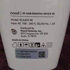 Nood IPL Hair Removal Device KCA423 Corded Electric White w/ Power Adapter