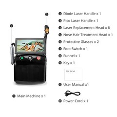 2 IN 1 755 808 1064nm Diode Laser Hair Removal Machine Pico Laser Tattoo Removal