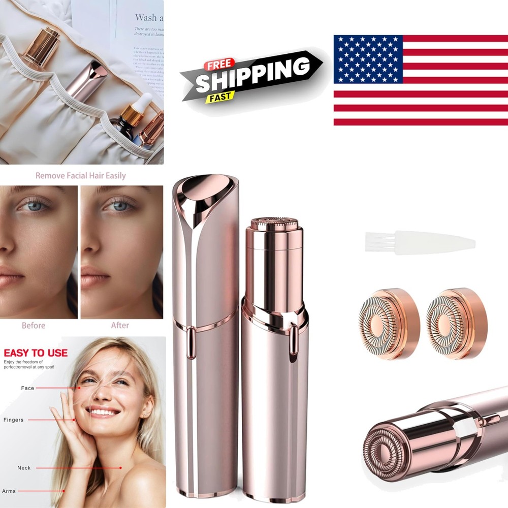 Women Facial Hair Removal Device Battery Operated with Two Replacement Heads