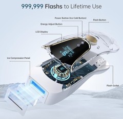 IPL Devices Ice Hair Removal HR/SC/RA Functions 999 900 Light Pulses 9 Levels