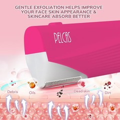 PELCAS Electric Dermaplaning Tool for Face with LED Light, mini, Rose Pink