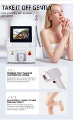 3500W diode laser, 755/808/1064nm wavelength, painless hair removal.