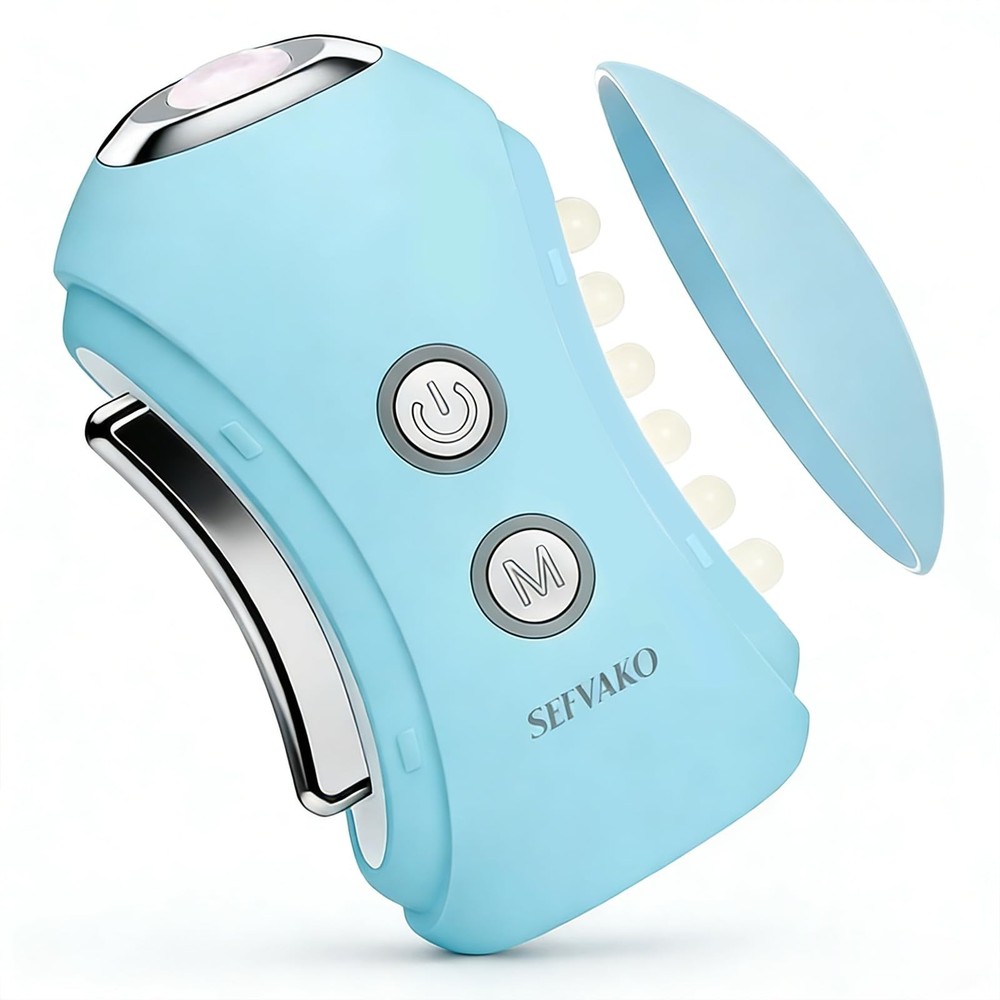 Face Massager Tool with Red Light Therapy for Face, Jade＆Rose Quartz Micr