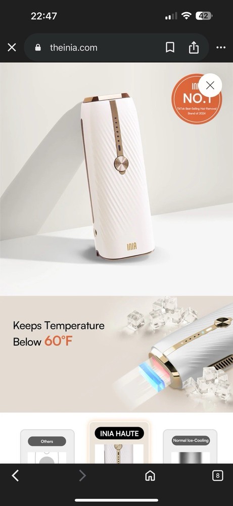 INIA Laser Hair Removal Device for Women and Men INIA Fond Hair Remover