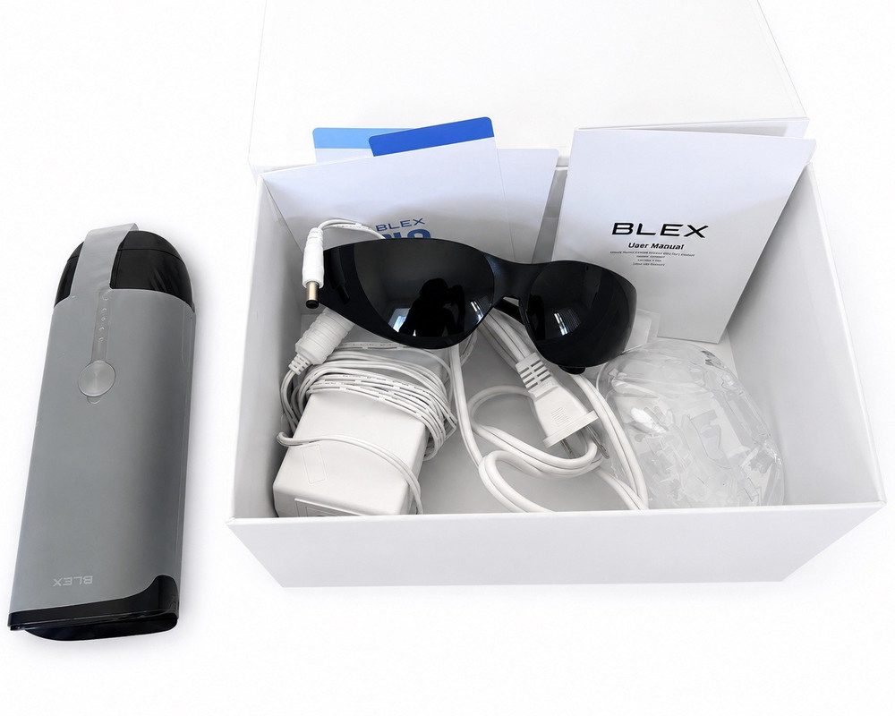 BLEX IPL Hair Removal Device Corded Electric w/ Sunglasses, Gray/Black