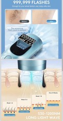IPL Hair Removal Device Ice Cooling LCD 999,999 Flashes 5 Settings Blue
