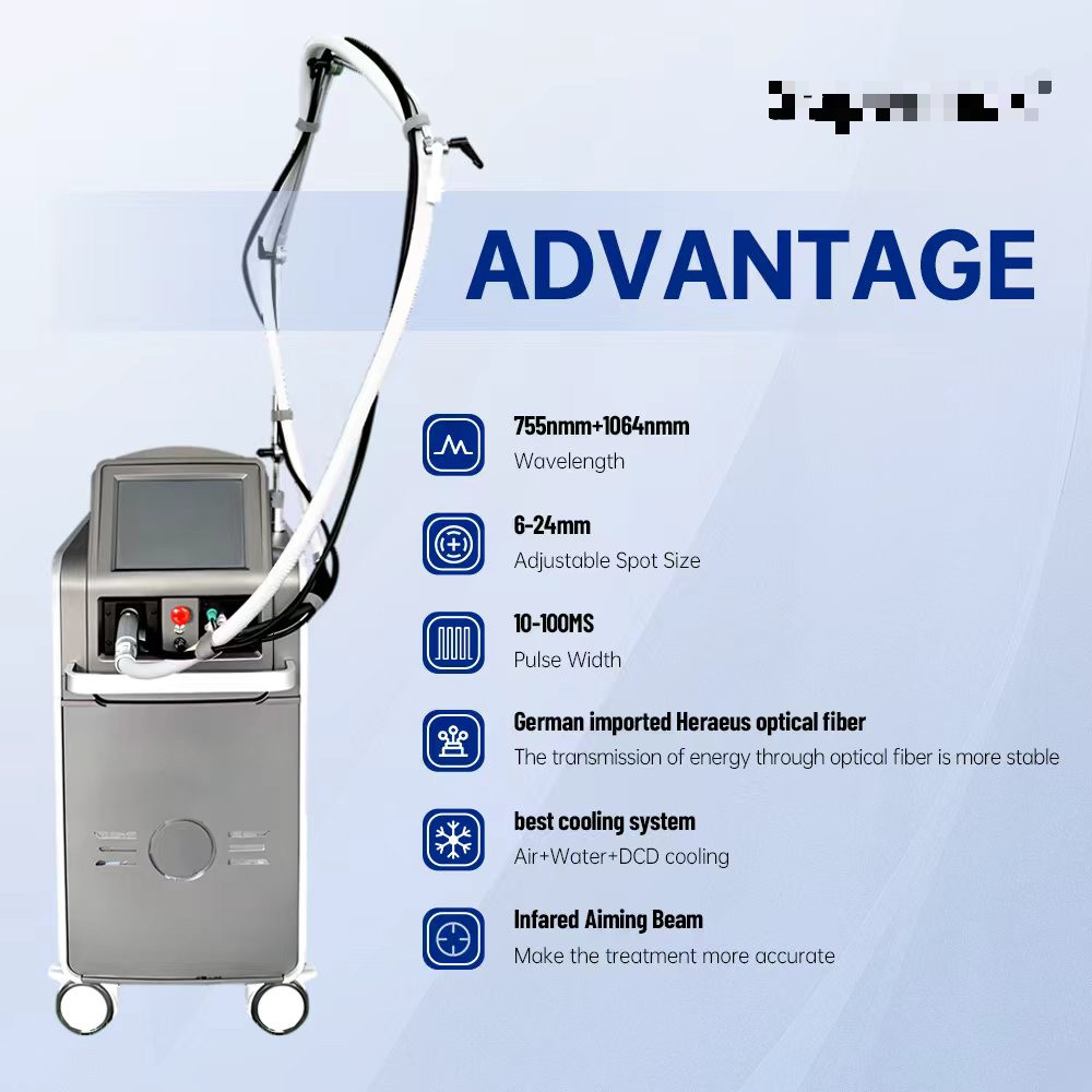 755/1064nm Alexandrite Long-Pulse Fiber Semiconductor Laser Hair Removal Machine