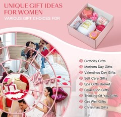 Birthday Gifts for Women, Relaxing Spa Gift Basket Her, Self Medium, Pink