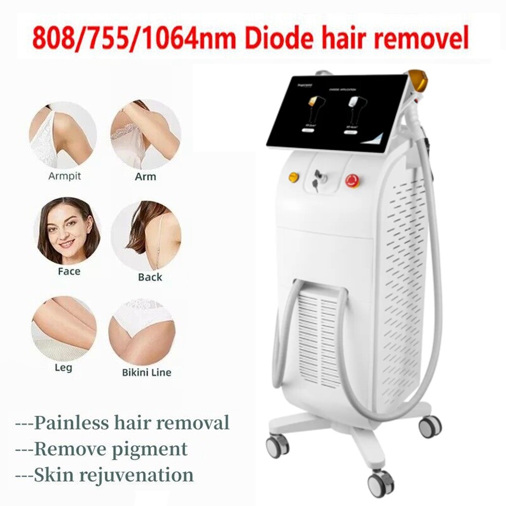 Ice Titanium 755 808 1064nm 1200W 1800W Nonpain Diode Laser Hair Removal Machine