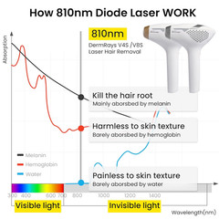 Diode Laser Hair Removal for Men and Women, V8S for Skin Tone 1-5, Permanent Red