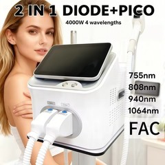 2 in 1 808nm Diode Laser Hair Removal &Pico Nd Yag Laser Tattoo Removal Machine